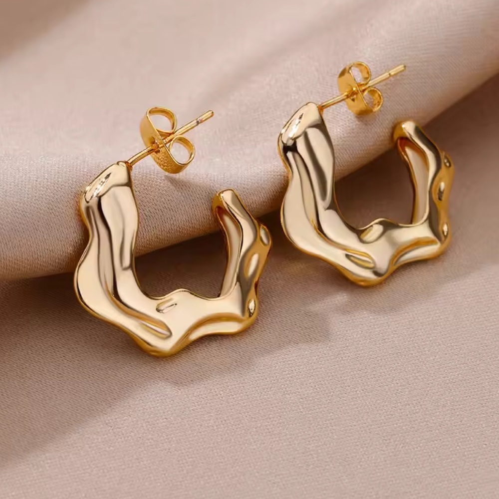Zara 18k Gold Color Plated Wave Design Gold Hoop Earrings